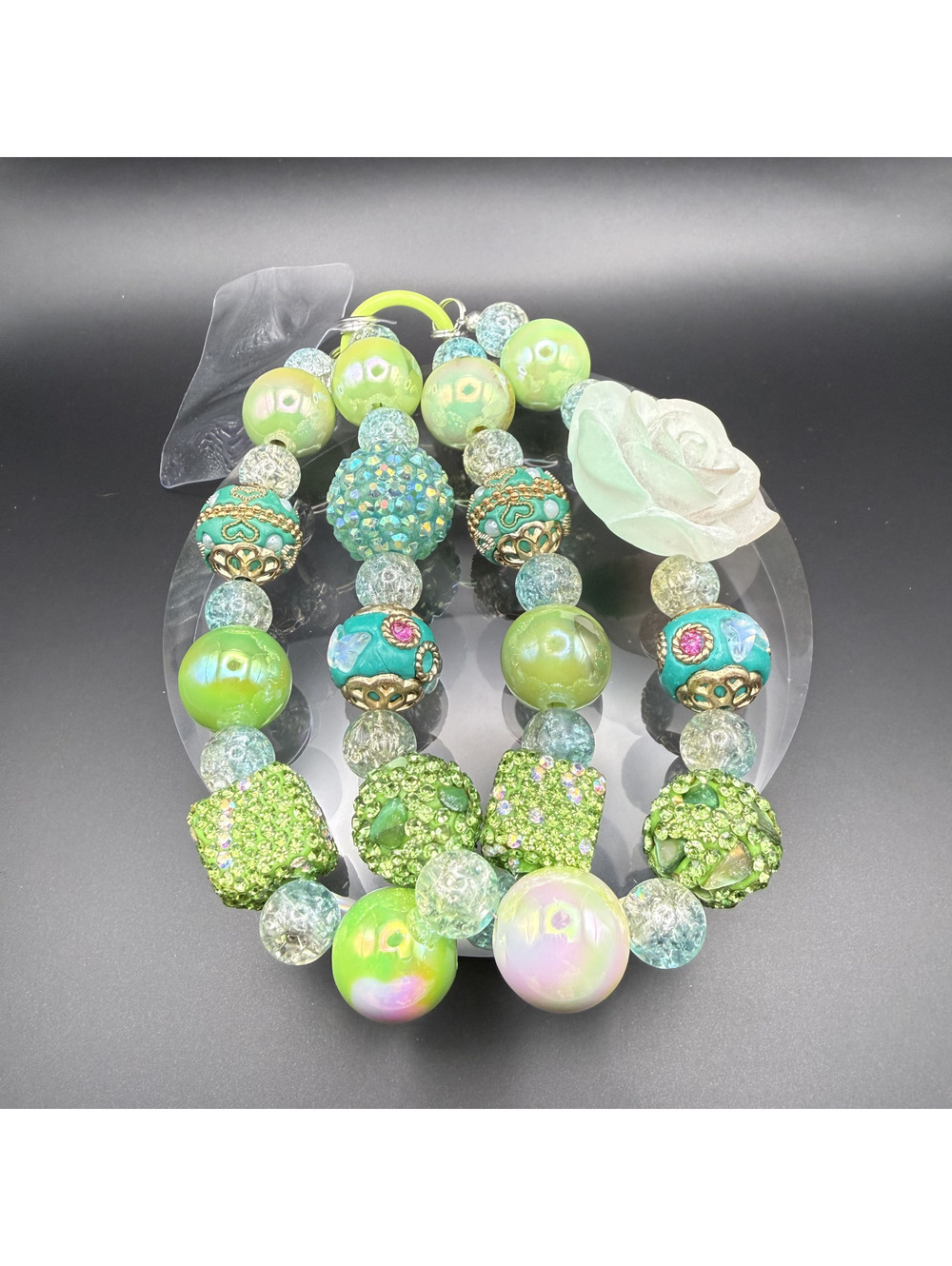 Candy+Clover Lime Green Flower Bag Purse Phone Charm Chain Strap